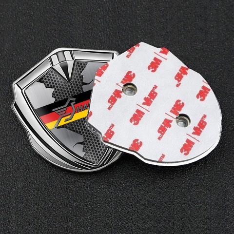 Hamann Domed Emblem Badge Silver Ripped Metal Germany Flag Edition