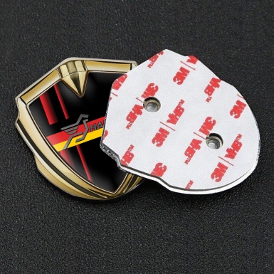 Hamann Emblem Fender Badge Gold Crimson Stripes Germany Flag Design