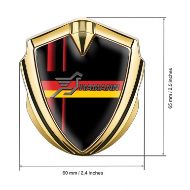 Hamann Emblem Fender Badge Gold Crimson Stripes Germany Flag Design