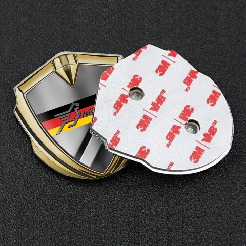 Hamann Emblem Self Adhesive Gold Polished Surface Germany Flag Edition