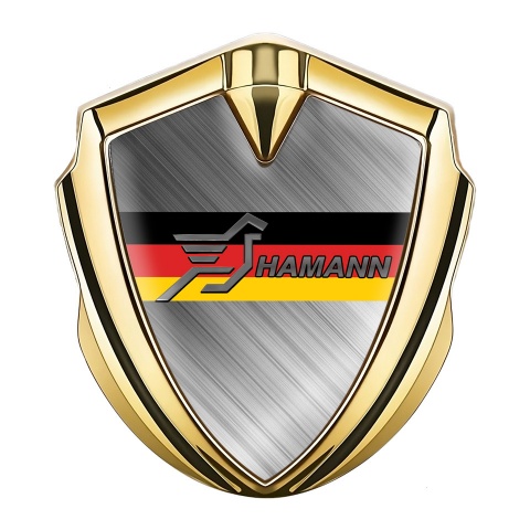 Hamann 3d Emblem Badge Gold Brushed Steel Germany Flag Motif