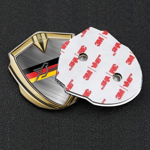 Hamann 3d Emblem Badge Gold Brushed Steel Germany Flag Motif