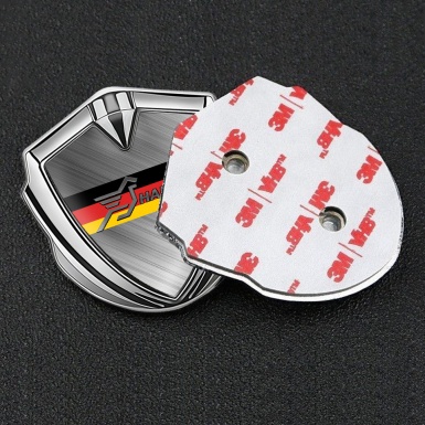 Hamann 3d Emblem Badge Silver Brushed Steel Germany Flag Motif