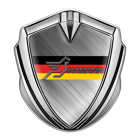 Hamann 3d Emblem Badge Silver Brushed Steel Germany Flag Motif