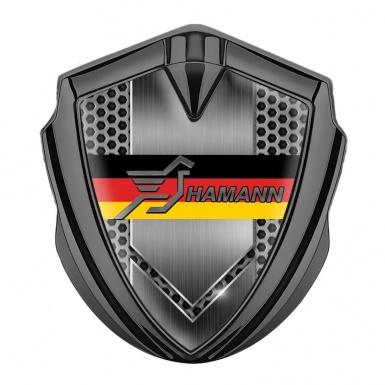 Hamann Emblem Car Badge Graphite Grey Honeycomb Germany Tricolor Design