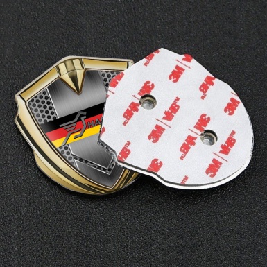 Hamann Emblem Car Badge Gold Grey Honeycomb Germany Tricolor Design
