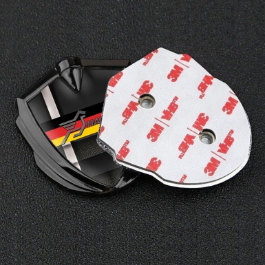 Hamann Metal Domed Emblem Graphite White Stripe Germany Tricolor