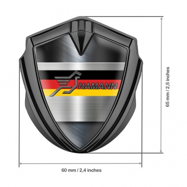 Hamann Badge Self Adhesive Graphite Brushed Steel Germany Tricolor Edition
