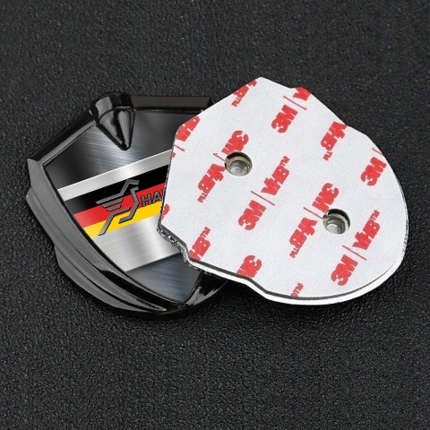 Hamann Badge Self Adhesive Graphite Brushed Steel Germany Tricolor Edition