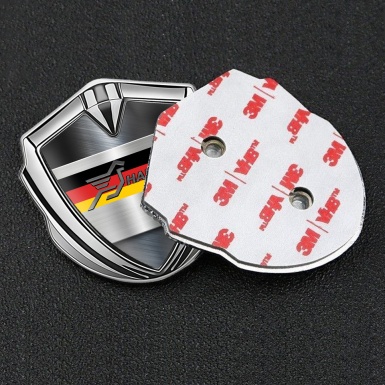 Hamann Badge Self Adhesive Silver Brushed Steel Germany Tricolor Edition