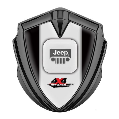 Jeep Emblem Badge Self Adhesive Graphite Black Frame Offroad Edition