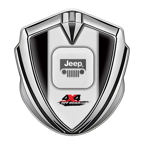 Jeep Emblem Badge Self Adhesive Silver Black Frame Offroad Edition