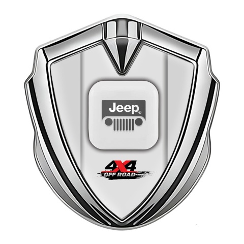 Jeep Metal Emblem Badge Silver Moon Grey Frame Offroad Edition