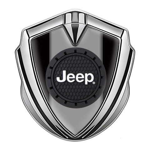 Jeep 3d Emblem Badge Silver Black Engraved Circle Logo Design