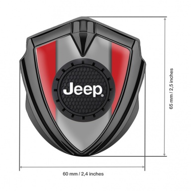 Jeep Emblem Car Badge Graphite Red Base Engraved Circle Logo Design