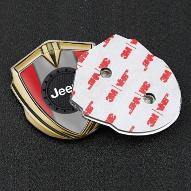 Jeep Emblem Car Badge Gold Red Base Engraved Circle Logo Design