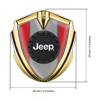 Jeep Emblem Car Badge Gold Red Base Engraved Circle Logo Design