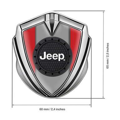 Jeep Emblem Car Badge Silver Red Base Engraved Circle Logo Design