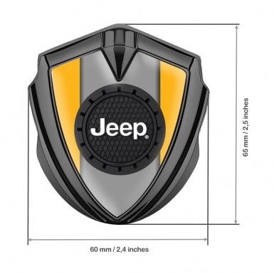 Jeep Bodyside Emblem Self Adhesive Graphite Yellow Base Engraved Circle Logo