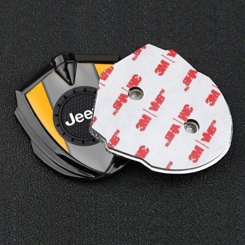 Jeep Bodyside Emblem Self Adhesive Graphite Yellow Base Engraved Circle Logo