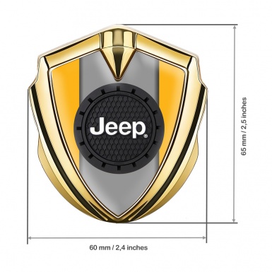 Jeep Bodyside Emblem Self Adhesive Gold Yellow Base Engraved Circle Logo