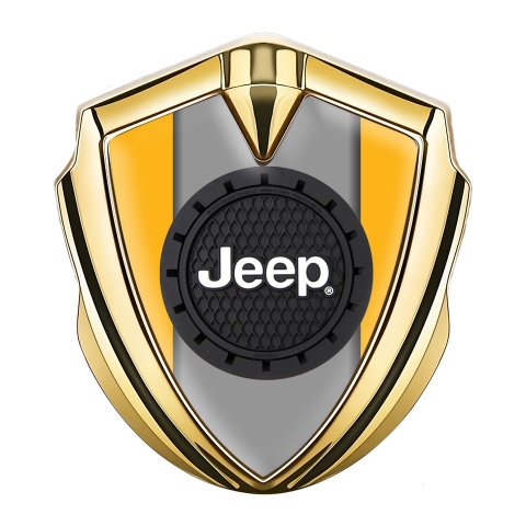 Jeep Bodyside Emblem Self Adhesive Gold Yellow Base Engraved Circle Logo