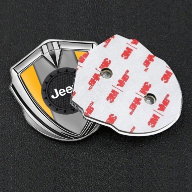 Jeep Bodyside Emblem Self Adhesive Silver Yellow Base Engraved Circle Logo