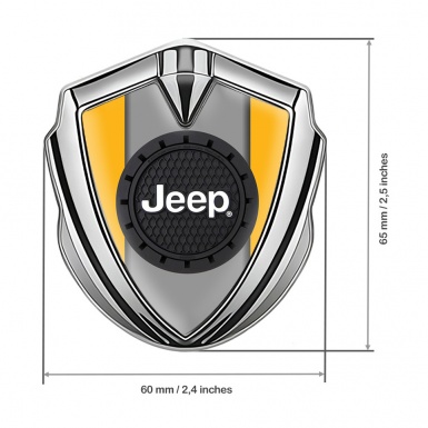 Jeep Bodyside Emblem Self Adhesive Silver Yellow Base Engraved Circle Logo