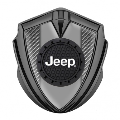 Jeep Emblem Silicon Badge Graphite Light Carbon Engraved Circle Logo