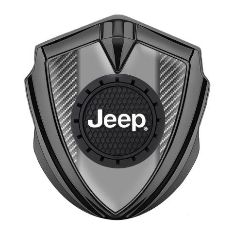 Jeep Abzeichen selbstklebend Graphit Tonfarbe Grau carbon mit Rundes Logo Design 