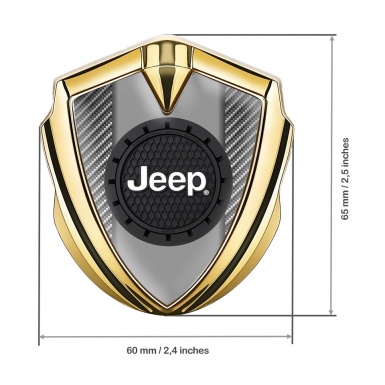 Jeep Emblem Silicon Badge Gold Light Carbon Engraved Circle Logo