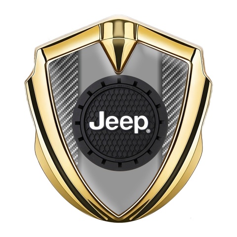 Jeep Abzeichen selbstklebend Goldtonfarbe Grau carbon mit Rundes Logo Design