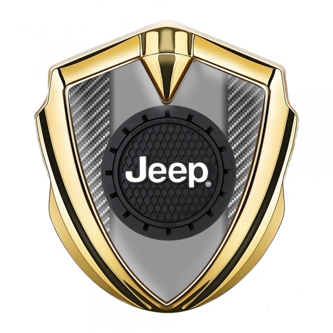 Jeep Emblem Silicon Badge Gold Light Carbon Engraved Circle Logo