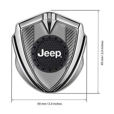 Jeep Emblem Silicon Badge Silver Light Carbon Engraved Circle Logo