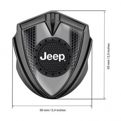 Jeep Metal Domed Emblem Graphite Steel Grate Engraved Circle Logo