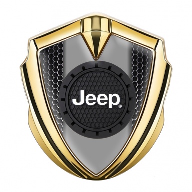 Jeep Metal Domed Emblem Gold Steel Grate Engraved Circle Logo