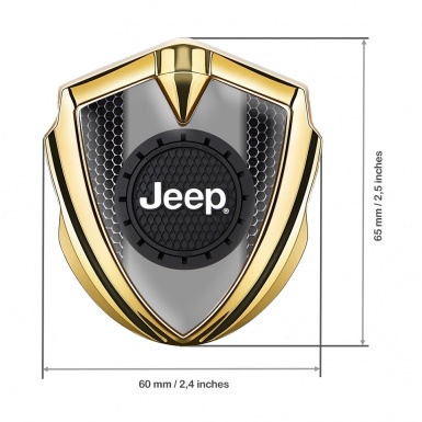 Jeep Metal Domed Emblem Gold Steel Grate Engraved Circle Logo