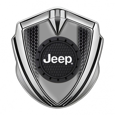 Jeep Metal Domed Emblem Silver Steel Grate Engraved Circle Logo