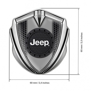 Jeep Metal Domed Emblem Silver Steel Grate Engraved Circle Logo