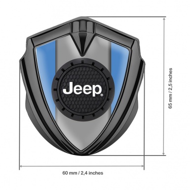 Jeep Badge Self Adhesive Graphite Blue Frame Engraved Circle Logo