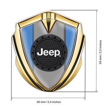 Jeep Badge Self Adhesive Gold Blue Frame Engraved Circle Logo