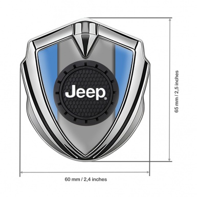 Jeep Badge Self Adhesive Silver Blue Frame Engraved Circle Logo