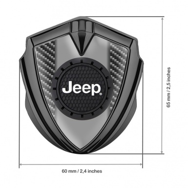 Jeep Emblem Badge Self Adhesive Graphite Dark Carbon Engraved Circle Logo