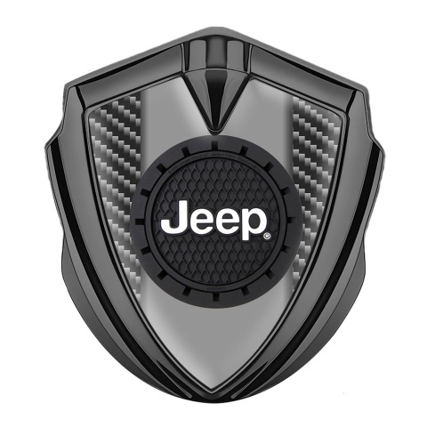 Jeep Emblem Badge Self Adhesive Graphite Dark Carbon Engraved Circle Logo