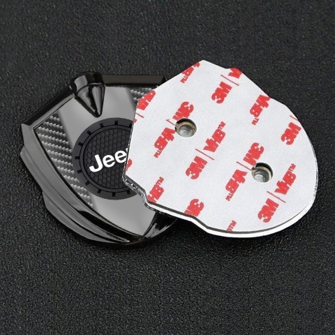 Jeep Emblem Badge Self Adhesive Graphite Dark Carbon Engraved Circle Logo