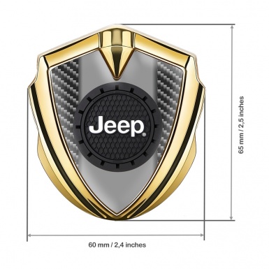 Jeep Emblem Badge Self Adhesive Gold Dark Carbon Engraved Circle Logo