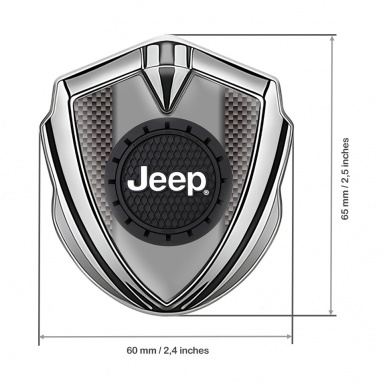 Jeep Emblem Fender Badge Silver Carbon Fiber Engraved Circle Logo