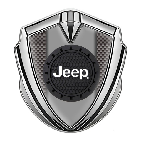 Jeep Selbstklebendes Metallaufkleber Emblem Silbertonfarbe Braun Carbon mit Rundes Logo stil