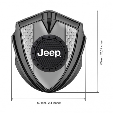 Jeep Fender Emblem Badge Graphite Honeycomb Frame Engraved Circle Logo