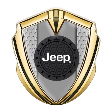 Jeep Fender Emblem Badge Gold Honeycomb Frame Engraved Circle Logo